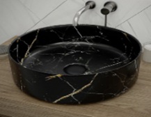 Teramo Раковина для ванной круглая накладная D41 черный мрамор VT99105H Vinchi