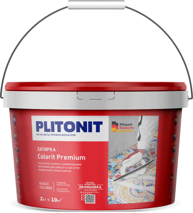 Затирка Plitonit Colorit Premium белая 2кг (ведро)