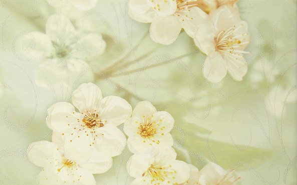 Сакура зеленый Декор 01 250*400 (1 сорт) Шахтинская плитка