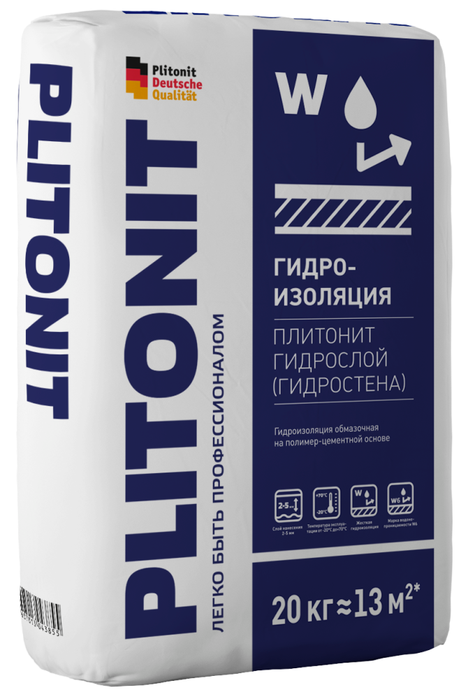 Гидроизоляционная сухая смесь Гидрослой (Гидростена) Плитонит мешок 20 кг