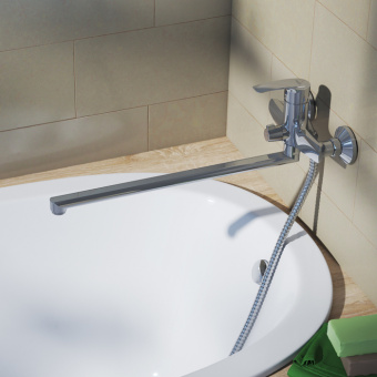 Смеситель для ванны Iddis Ray с длинным изливом RAYSBL2i10WA, однорычажный схема на фото в интернет-магазине Пиастрелла