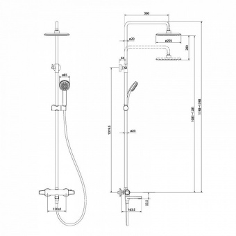 Душевая система Iddis Torr с верхним душем и термостатом TORSBBTi06 схема на фото в интернет-магазине Пиастрелла