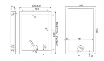 схема монтажа Олимпик Поддон душевой прямоугольный 1300x800 ПН00046 BAS в интернет-магазине Пиастрелла