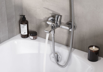 Арма Смеситель для ванны/душа с  душ. аксессуарами, хром  схема на фото в интернет-магазине Пиастрелла