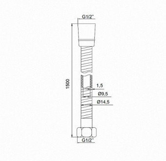 Душевой шланг Iddis A50611 ПВХ гладкий армированный 1.5 м схема на фото в интернет-магазине Пиастрелла