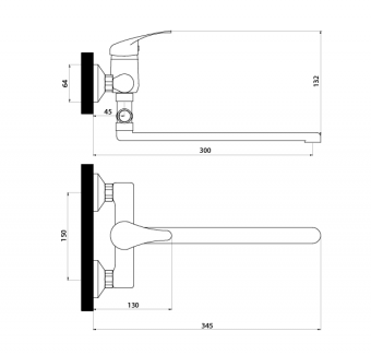 Смеситель для ванны Славен Прораб с поворотным изливом,СЛ-ОД-П31, однорычажный схема на фото в интернет-магазине Пиастрелла