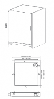 Схема открывания дверей на Pandora DR Душевое ограждение 800x1850 DR-80-C-CH BAS в интернет-магазине Пиастрелла