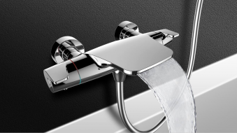 Смеситель для ванны Esko Mikros термостатический T 5054, каскадный схема на фото в интернет-магазине Пиастрелла