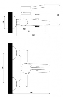 Смеситель для ванны Славен Город с коротким изливом СЛ-ОД-Д30, однорычажный схема на фото в интернет-магазине Пиастрелла