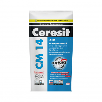 Клей для плитки Ceresit СМ 14 Extra, пакет 5кг фото в интернет-магазине Пиастрелла