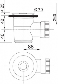 Сифон для душевого поддона Tourbillon (Турбийон) D50 мм, решетка плоская 40 мм 34020201 Wirquin фото в интернет-магазине Пиастрелла