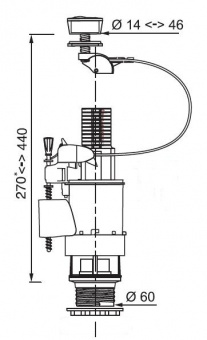 MW2 Сливной механизм с двумя режимами слива, система трос 10717561 Wirquin фото в интернет-магазине Пиастрелла