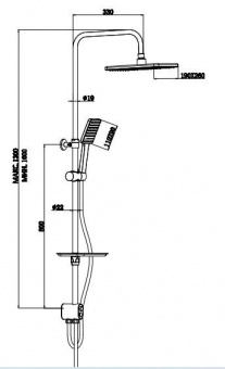 Душевая стойка Esko ST1450 с кнопочным дивертором (стойка + 2 лейки + 2 шланга) схема на фото в интернет-магазине Пиастрелла