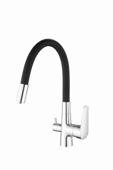 Смеситель для кухни Esko Coral CL 02 B черный с подключением фильтра для питьевой воды, однорычажный схема на фото в интернет-магазине Пиастрелла