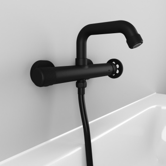 Смеситель для ванны Iddis Grange GRABLR2i02WA черный, однорычажный схема на фото в интернет-магазине Пиастрелла