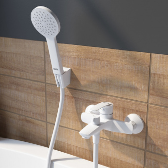 Смеситель для ванны Iddis Ray RayWT02i02 белый матовый, однорычажный схема на фото в интернет-магазине Пиастрелла