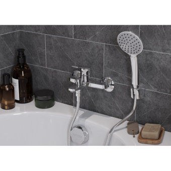 Кант Смеситель для ванны/душа с  душ. аксессуарами, хром  схема на фото в интернет-магазине Пиастрелла